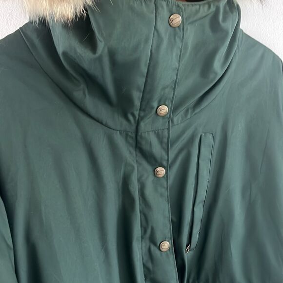 Woolrich Vintage Coyote Fur Trim Parka Green Plaid Lined Coat XL - Picture 6 of 16